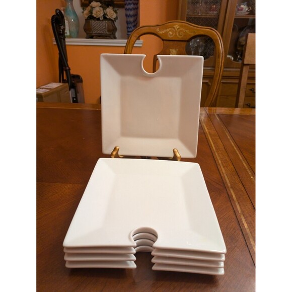 WINE VALLEY CLASSICS CATER RECEPTION APPETIZER PLATES SET OF (6) EUC WHITE*